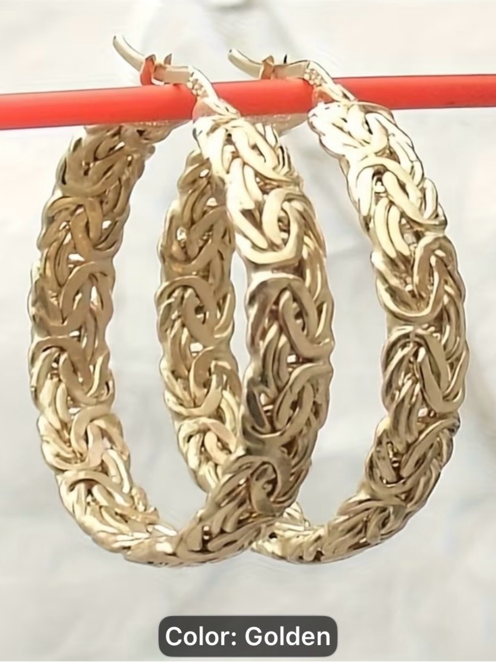 1pair Golden Braided Hoop Earrings-vintage irregular twisted intertwined